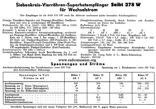Super 278W; Seibt, Dr. Georg (ID = 39449) Radio