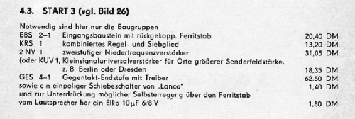 Transistor-Taschenempfänger Start 1, Start 2, Start 3; Deutscher (ID = 1941788) Bausatz