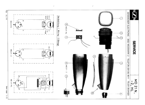 Dynamisches Mikrofon MD21-N, -2, -U; Sennheiser (ID = 802384) Microphone/PU