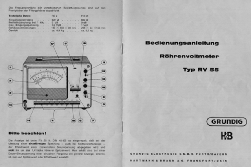 Röhrenvoltmeter RV55; Sennheiser (ID = 515032) Equipment