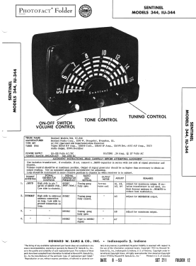 1U344, 344P ; Sentinel Radio Corp. (ID = 3186628) Radio