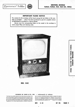 462 Ch= 2WA; Sentinel Radio Corp. (ID = 3169752) Televisore