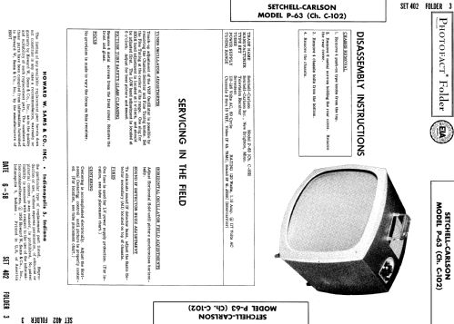 P-63 Ch= C-102; Setchell Carlson, (ID = 832543) Television