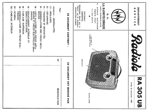 RA305UB; Radiola marque (ID = 2004866) Radio