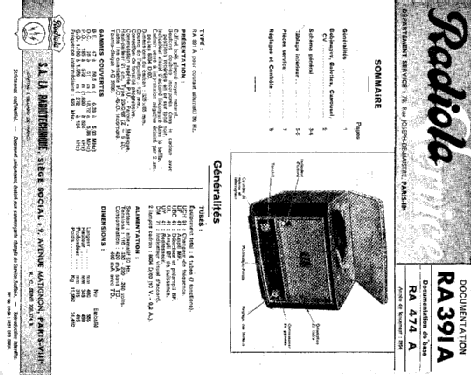 RA391A; Radiola marque (ID = 1836356) Radio