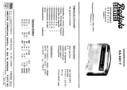 RA401T; Radiola marque (ID = 1839835) Radio