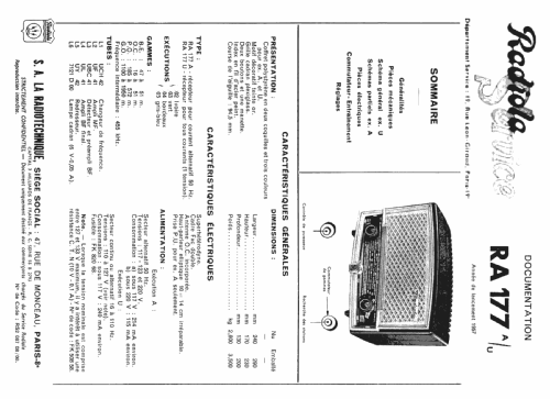 Radiolinette RA177U /02 /03 /04 /05; Radiola marque (ID = 1538134) Radio