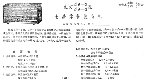 Hongdeng 红灯 2J9-2; Shanghai No.2 上海无线电 (ID = 817481) Radio