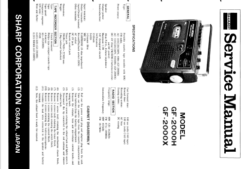 2000 Radio Tape Recorder GF-2000H; Sharp; Osaka (ID = 280561) Radio