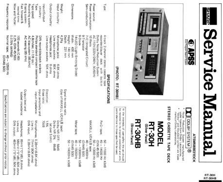 Stereo Cassette Deck RT-30H; Sharp; Osaka (ID = 1640992) Reg-Riprod