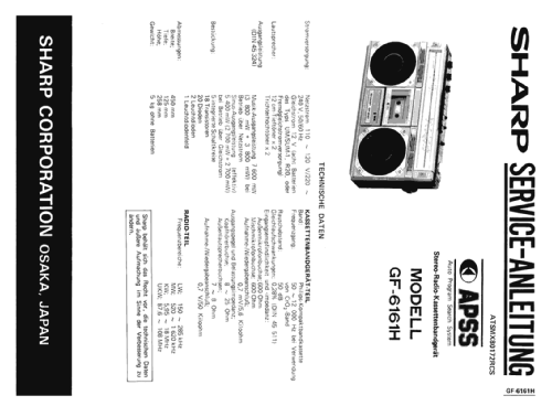 Stereo Radio - Tape Recorder GF-6161H; Sharp; Osaka (ID = 2518565) Radio