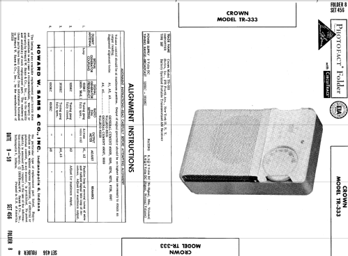 All Transistor TR-333; Crown Radio Corp.; (ID = 599724) Radio