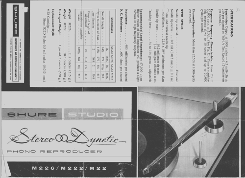 Tonearm Stereo Dynetic - Tonarm M 222; Shure; Chicago, (ID = 2522539) Microphone/PU