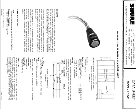 VR300 ; Shure; Chicago, (ID = 1140685) Microphone/PU