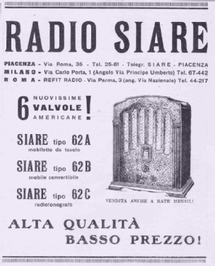 62C; SIARE -Crosley; (ID = 2715992) Radio