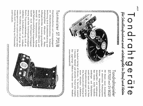 Drahtmagnetofon Tonmeister ST701/8LFR; Siemens-Austria WSW; (ID = 1185733) Ton-Bild