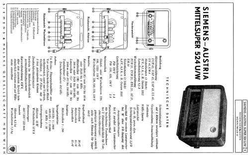 Mittelsuper 524W; Siemens-Austria WSW; (ID = 632063) Radio