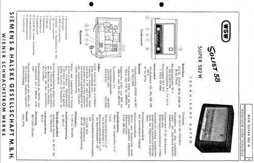 Solist 58 UKW-Super 582W; Siemens-Austria WSW; (ID = 569034) Radio