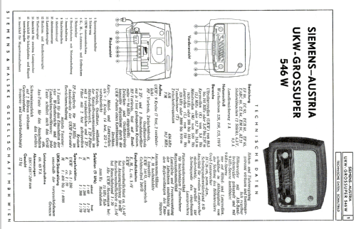 UKW-Grossuper 546W; Siemens-Austria WSW; (ID = 173127) Radio