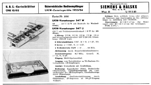 UKW-Untersatz-Super 547W; Siemens-Austria WSW; (ID = 1427302) Radio