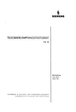Telegrafie-Empfangstastgerät FSE30; Siemens & Halske, - (ID = 2960344) Morse+TTY