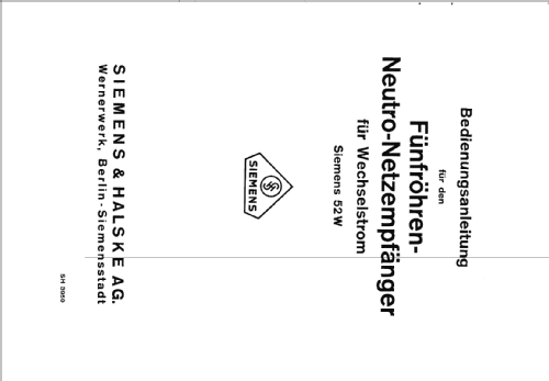 52W/134; Siemens & Halske, - (ID = 1237215) Radio