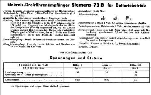 73B; Siemens & Halske, - (ID = 40858) Radio