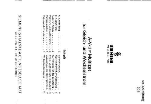 A-V-Ω-Multizet ; Siemens & Halske, - (ID = 1312301) Equipment