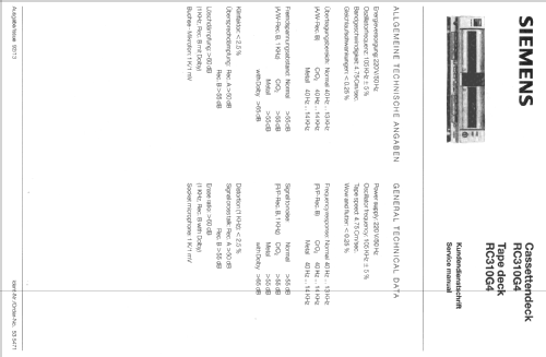 Cassettendeck RC310G4; Siemens & Halske, - (ID = 552125) Reg-Riprod