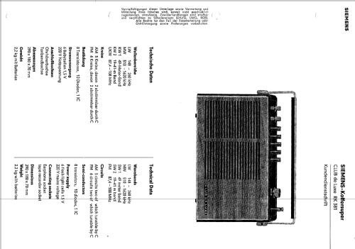 CLUB de Luxe RK381 ; Siemens & Halske, - (ID = 375136) Radio