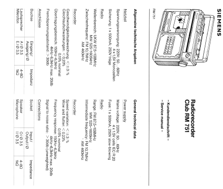 Club RM 751; Siemens & Halske, - (ID = 541877) Radio