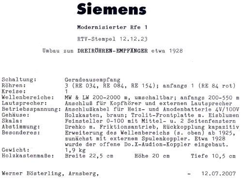 Dreiröhren-Eigenbau modernisierter Rfe1; Siemens & Halske, - (ID = 1586903) Radio