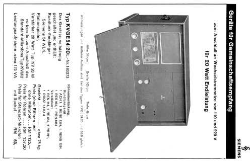 Gerät für Gemeinschaftsempfang KVGE54-20; Siemens & Halske, - (ID = 1936661) Radio