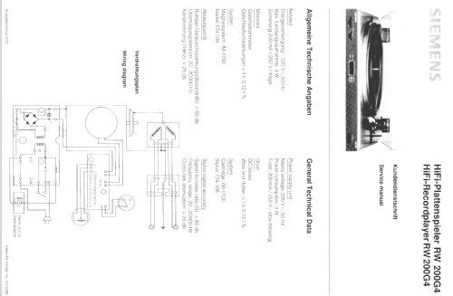 HiFi Plattenspieler RW200G4; Siemens & Halske, - (ID = 553436) R-Player