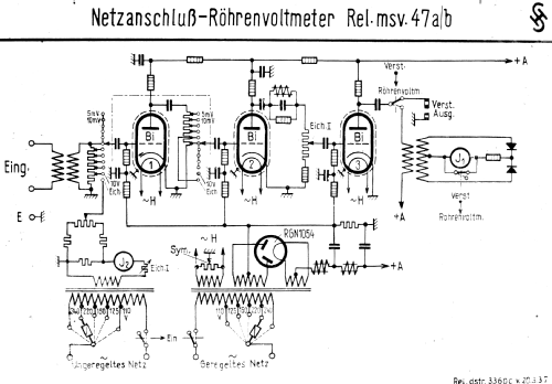 Netzanschluß-Röhrenvoltmeter Rel.msv.47bVII B9/10f; Siemens & Halske, - (ID = 983124) Equipment