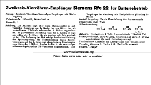 Rfe22; Siemens & Halske, - (ID = 40943) Radio