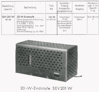 SEV201W; Siemens & Halske, - (ID = 2497903) Ampl/Mixer