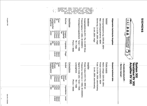 Stereo Amplifier RV-300; Siemens & Halske, - (ID = 1160520) Ampl/Mixer