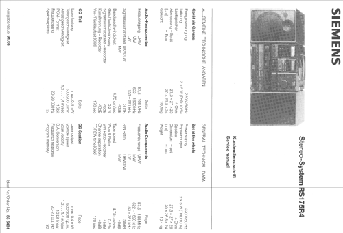 Stereo System RS175R4; Siemens & Halske, - (ID = 554596) Radio