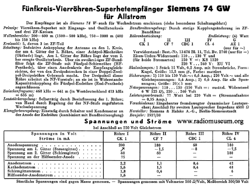 Superhet 74GW ; Siemens & Halske, - (ID = 41998) Radio