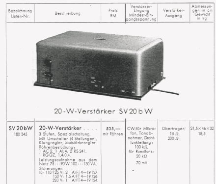 SV20bW; Siemens & Halske, - (ID = 2497907) Ampl/Mixer