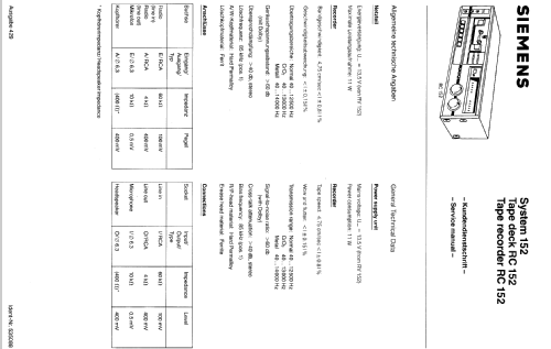 Tape Deck RC152; Siemens & Halske, - (ID = 540245) R-Player