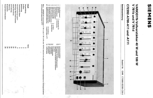 Variodyn-Vollverstärker V781d Best.Nr.C72392-A700-A111; Siemens & Halske, - (ID = 1675410) Verst/Mix