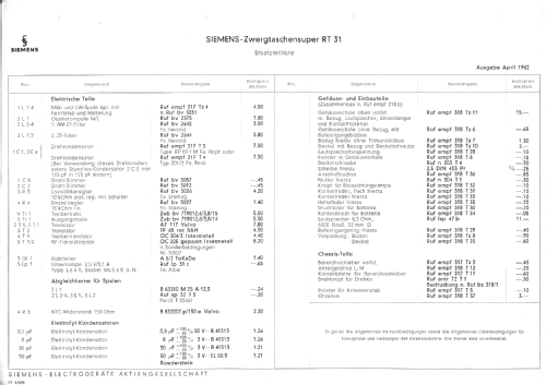 Zwerg-Taschensuper RT31 Ruf empf 318.T21; Siemens & Halske, - (ID = 30972) Radio