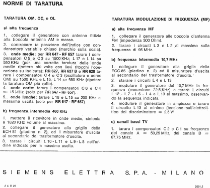 Elettra RR-628; Siemens Italia; (ID = 1292571) Radio