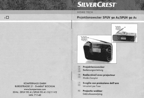 Silvercrest Projection Clock Radio SPUV 90 A1; SilverCrest / Silver (ID = 3005022) Radio