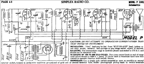 Ch= P; Simplex Radio Co.; (ID = 584863) Radio