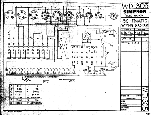 Tube Tester 305 ; Simpson Electric Co. (ID = 1548933) Equipment