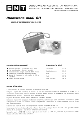 Transistor 611; SNT Società Negro e (ID = 2995839) Radio