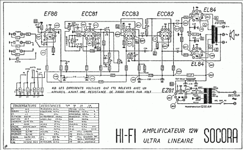 Amplificateur Hi-Fi Ultra Lineaire 12W; SOCORA; Bruxelles (ID = 1425641) Ampl/Mixer